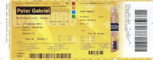 Peter Gabriel Ticket (Milano 7-10-13)